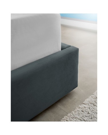 Letto matrimoniale Wilma imbottito con contenitore in tessuto Vogue 12 blu pacific