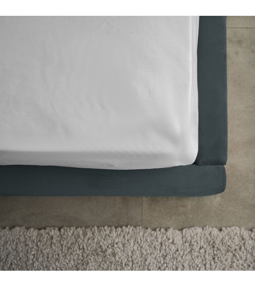 Letto matrimoniale Wilma imbottito con contenitore in tessuto Vogue 12 blu pacific