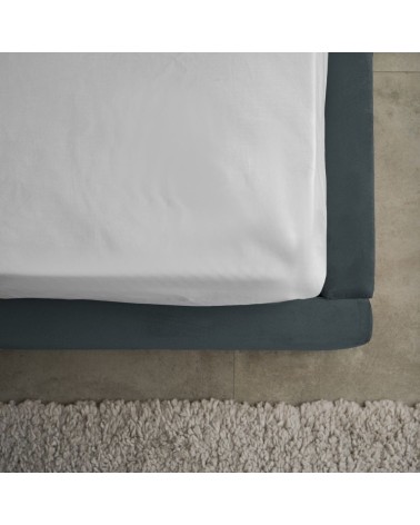Letto matrimoniale Wilma imbottito con contenitore in tessuto Vogue 12 blu pacific