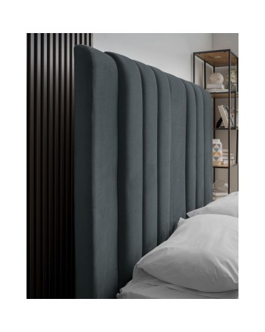 Letto matrimoniale Wilma imbottito con contenitore in tessuto Vogue 12 blu pacific