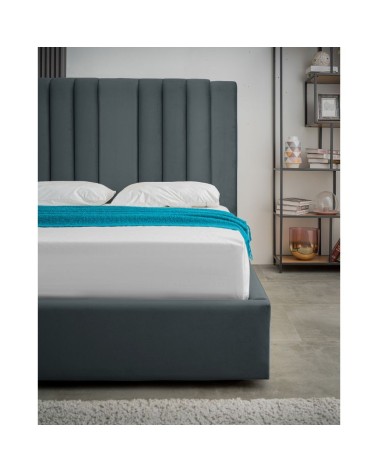 Letto matrimoniale Wilma imbottito con contenitore in tessuto Vogue 12 blu pacific