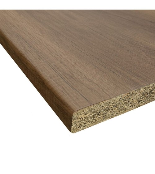 Top bordato per cucina non forato colore noce 195x60x3.8 cm
