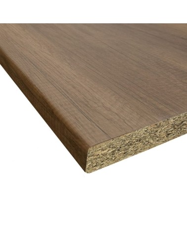 Top bordato per cucina non forato colore noce 195x60x3.8 cm