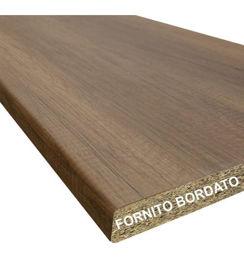 Top bordato per cucina non forato colore noce 195x60x3.8 cm