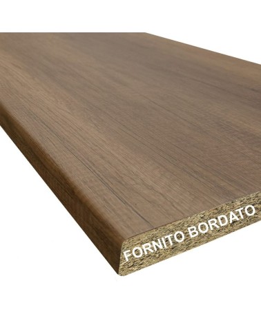 Top bordato per cucina non forato colore noce 195x60x3.8 cm