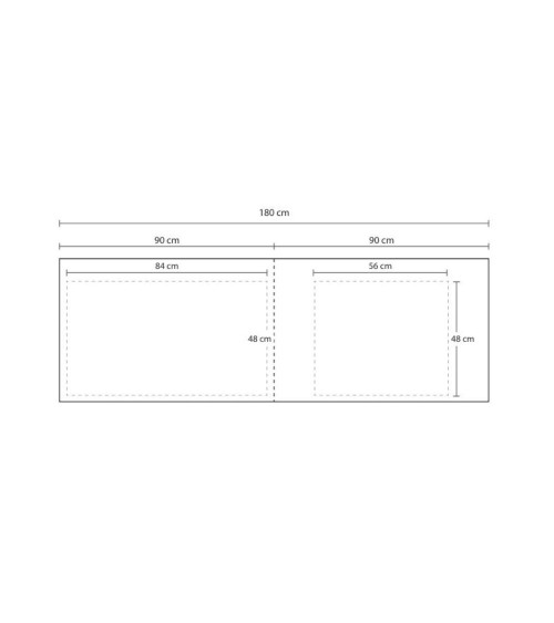 Top bordato per cucina forato verso destro in travertino 180x60x3.8 cm