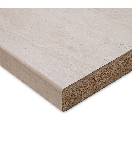 Top bordato per cucina forato verso sinistro travertino 180x60x3.8 cm