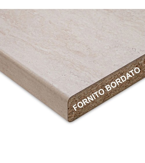 Top bordato per cucina forato verso sinistro travertino 180x60x3.8 cm
