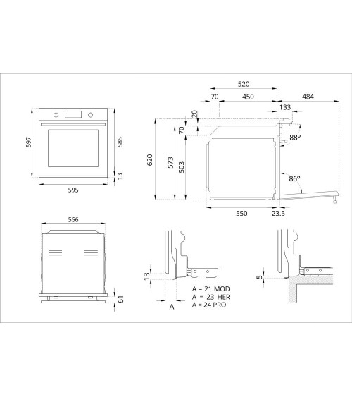 Forno Bertazzoni F6011MODVPTZ elettrico combinato a vapore da incasso colore zinco classe A++