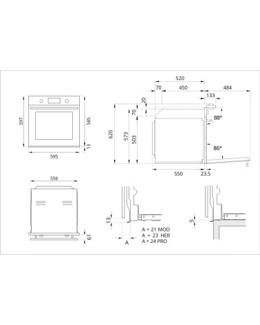 Forno Bertazzoni F6011MODVPTZ elettrico combinato a vapore da incasso colore zinco classe A++