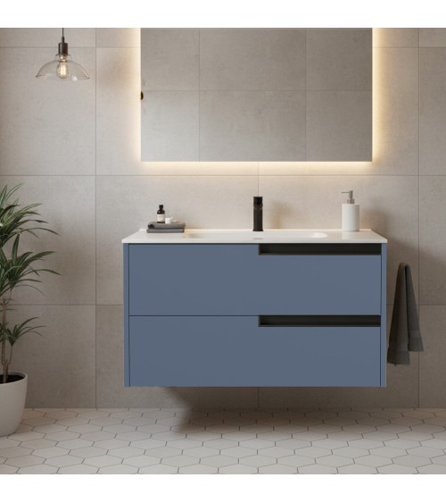 Mobile bagno sospeso Modular con due cassettoni 80x45x50 cm colore azzurro
