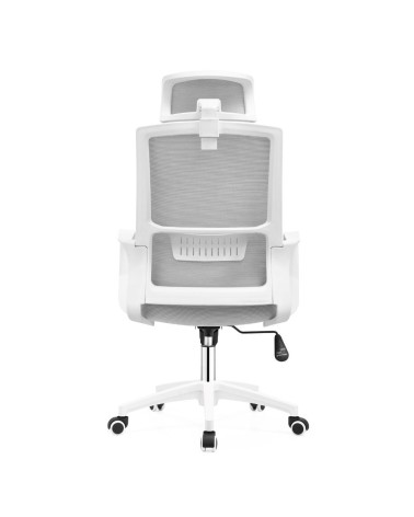 Poltrona ufficio Ica con schienale in rete e poggiatesta regolabile colore bianco