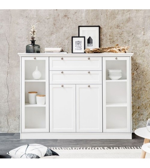 Credenza Landwood 53 bianca con vetrina
