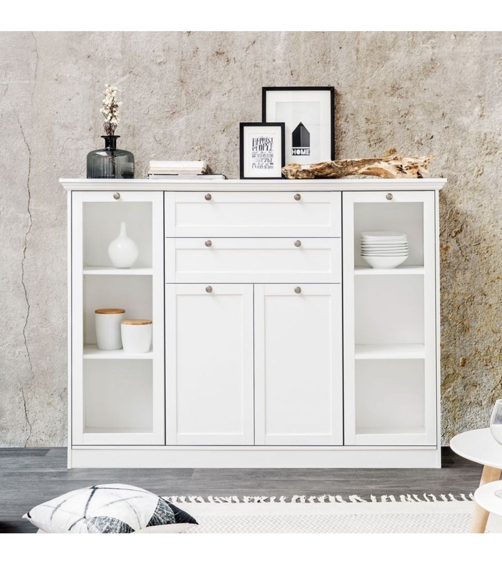 Credenza Landwood 53 bianca con vetrina