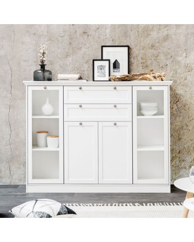 Credenza Landwood 53 bianca con vetrina