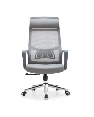 Poltrona ufficio Pasco con schienale in rete alto e reclinabile colore grigio