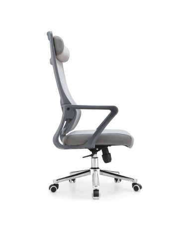 Poltrona ufficio Pasco con schienale in rete alto e reclinabile colore grigio