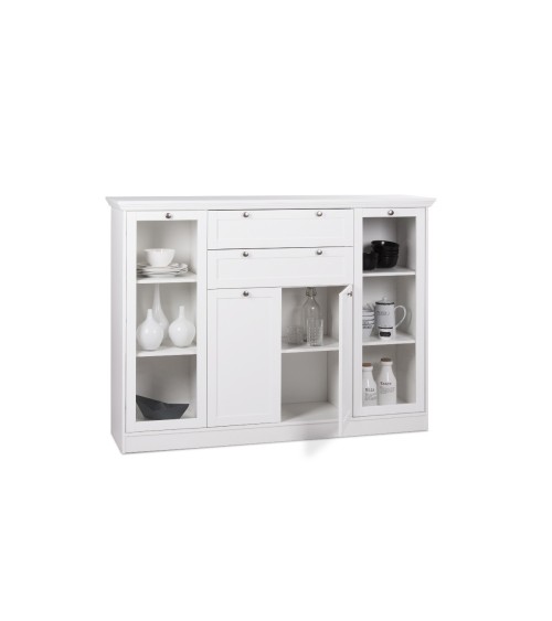 Credenza Landwood 53 bianca con vetrina