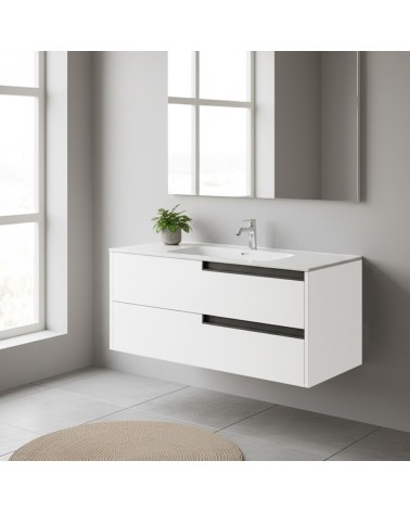 Mobile bagno sospeso Modular con due cassettoni 100x45x50 cm colore bianco opaco