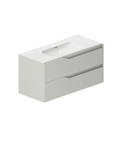 Mobile bagno sospeso Soho con due cassetti effetto cannettato colore cashmere opaco 100x45x50 cm.