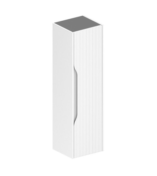 Colonna bagno sospesa Soho 1 anta effetto cannettato colore bianco opaco e grigio scuro 120x27x35 cm