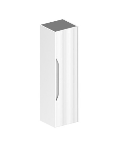 Colonna bagno sospesa Soho 1 anta effetto cannettato colore bianco opaco e grigio scuro 120x27x35 cm