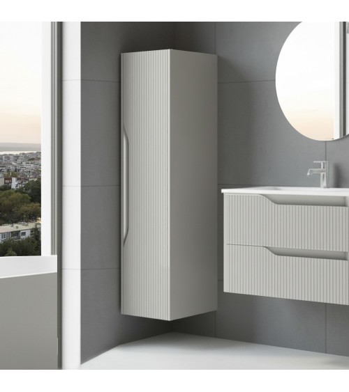 Colonna bagno sospesa Soho 1 anta effetto cannettato colore cashmere opaco 120x27x35 cm.