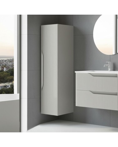 Colonna bagno sospesa Soho 1 anta effetto cannettato colore cashmere opaco 120x27x35 cm.