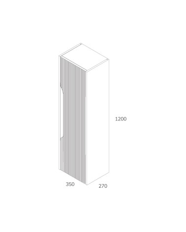 Colonna bagno sospesa Soho 1 anta effetto cannettato colore cashmere opaco 120x27x35 cm.