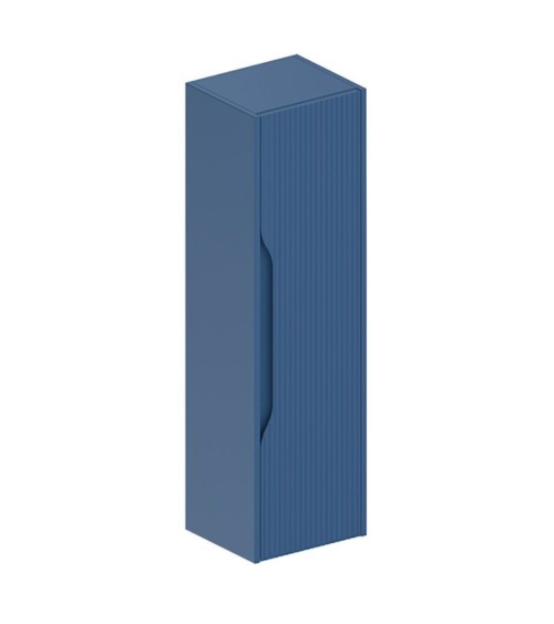 Colonna bagno sospesa Soho 1 anta effetto cannettato colore azzurro opaco 120x27x35 cm.