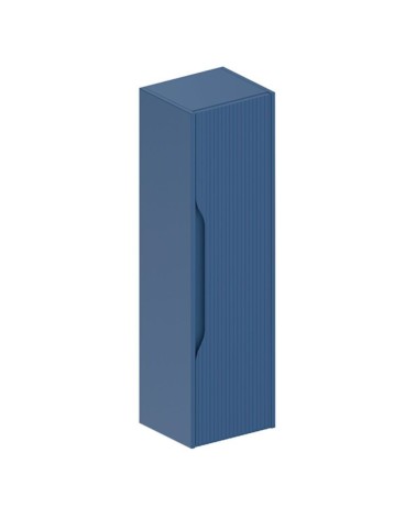 Colonna bagno sospesa Soho 1 anta effetto cannettato colore azzurro opaco 120x27x35 cm.