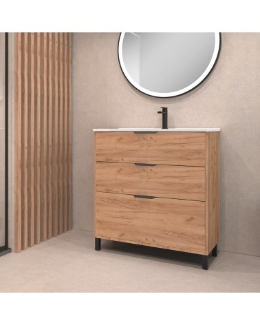 Mobile bagno Triana con 3 cassettoni colore rovere