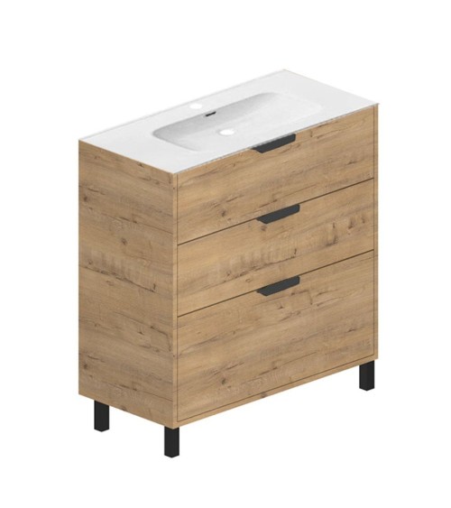 Mobile bagno Triana con 3 cassettoni colore rovere