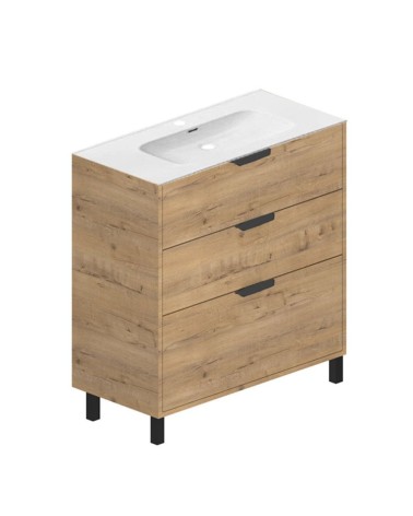 Mobile bagno Triana con 3 cassettoni colore rovere