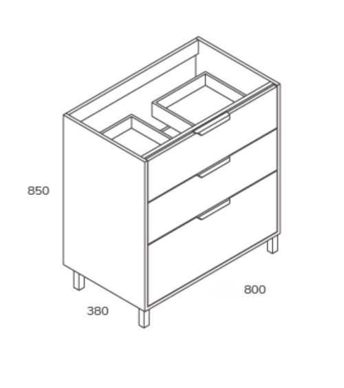 Mobile bagno Triana con 3 cassettoni colore rovere