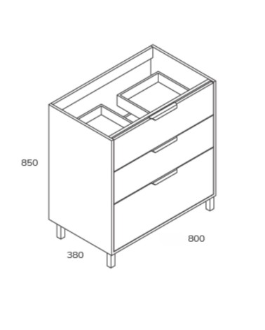 Mobile bagno Triana con 3 cassettoni colore rovere