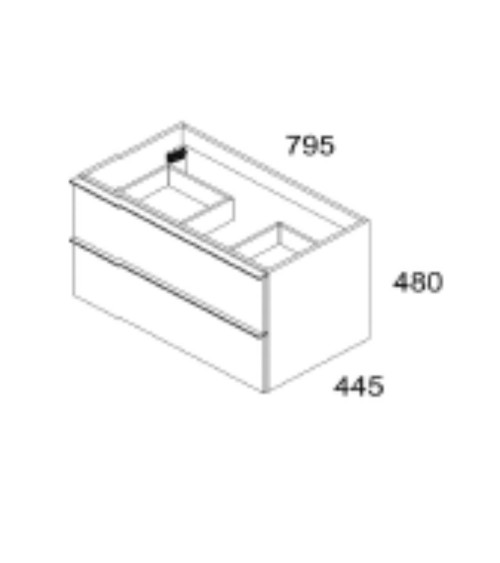 Mobile bagno sospeso Senda con 2 cassettoni colore noce effetto cannettato e maniglie nere 80x45.5x48 cm.