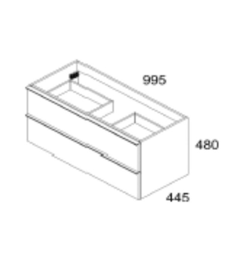 Mobile bagno sospeso Senda con 2 cassettoni colore rovere chiaro effetto cannettato e maniglie nere 100x45.5x48 cm.