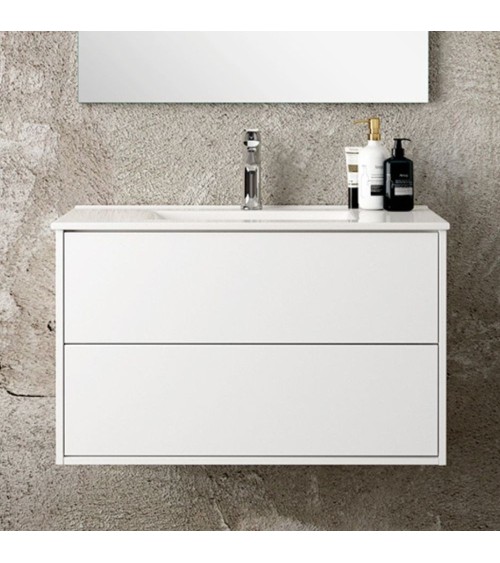 Mobile bagno sospeso Push con due cassettoni 80x45x48 colore bianco opaco