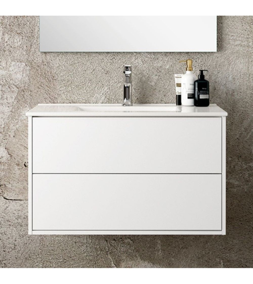 Mobile bagno sospeso Push con due cassettoni 80x45x48 colore bianco opaco