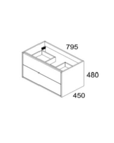 Mobile bagno sospeso Push con due cassettoni 80x45x48 colore bianco opaco