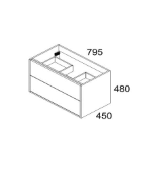 Mobile bagno sospeso Push con due cassettoni 80x45x48 colore rovere quercia