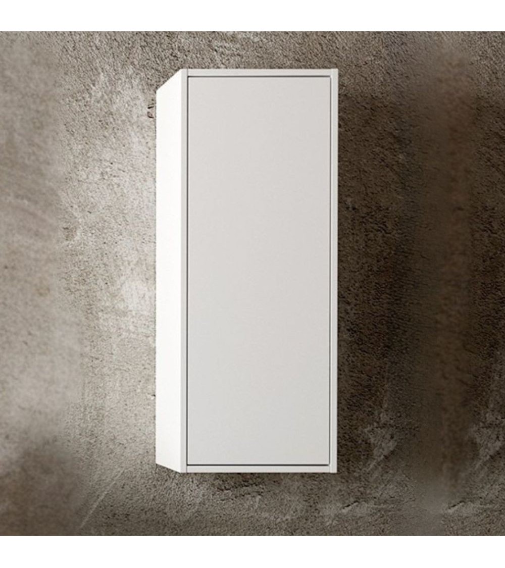 Pensile bagno Push 35x30.5x80 1 anta con 2 ripiani interni colore bianco opaco