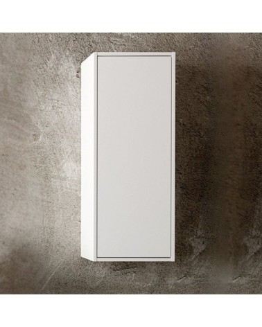 Pensile bagno Push 35x30.5x80 1 anta con 2 ripiani interni colore bianco opaco