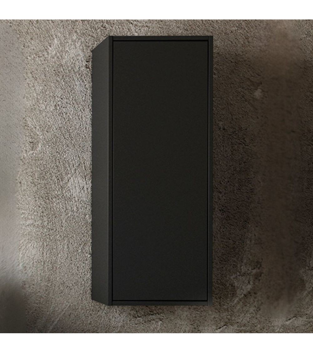 Pensile bagno Push 35x30.5x80 1 anta con 2 ripiani interni colore nero opaco
