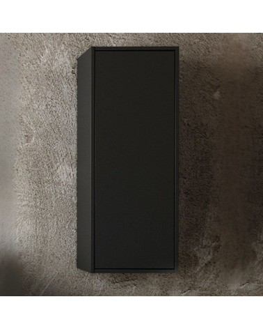 Pensile bagno Push 35x30.5x80 1 anta con 2 ripiani interni colore nero opaco
