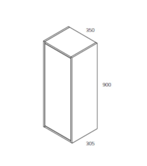 Pensile bagno Push 35x30.5x80 1 anta con 2 ripiani interni colore nero opaco
