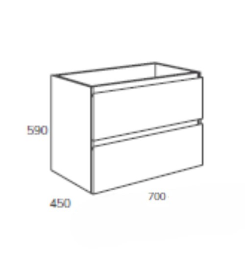 Mobile bagno sospeso Londres con due cassetti 70x45x59 cm. colore rovere grigio