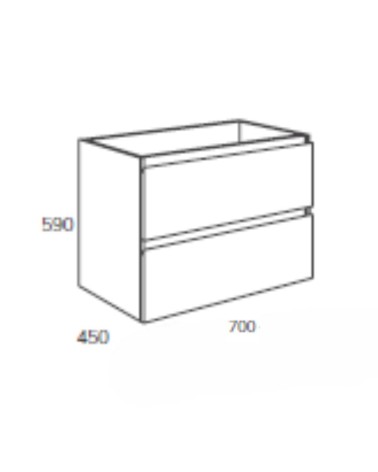 Mobile bagno sospeso Londres con due cassetti 70x45x59 cm. colore rovere grigio