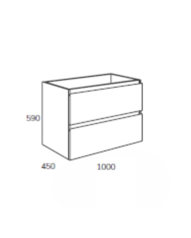 Mobile bagno sospeso Londres con due cassetti 100x45x59 cm colore bianco lucido